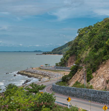 Street beside sea landscape in Chantaburi, Thailandの写真素材