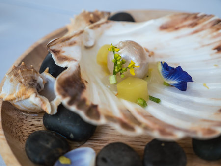 Art food, andaman pearl with crabmeat, ginger and apple