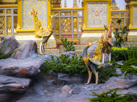 Swan-like mythical creatures of Himvanta around The Royal crematoriumのeditorial素材