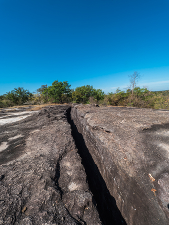 Rocky landscape, Pha Taem National park in Ubonratchathani, Thailandの写真素材