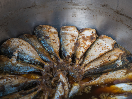 Mackerel fish boiled sweet in potの写真素材