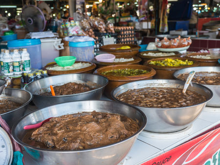 Pickled fish, raw preserved fish, ingredient food in Thailand local marketの写真素材