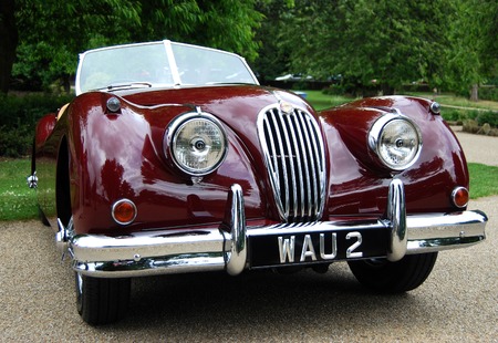Seen at the Classic Car Show at Saltaire in West Yorkshire this Jaguar is a certified replica of the car that schieved the record breaking speed of 141 51 mph at Jarbeke, Belgiumのeditorial素材
