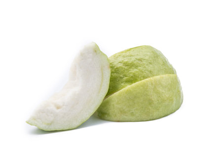 Guava tropical fruit isolated on white backgroundの写真素材