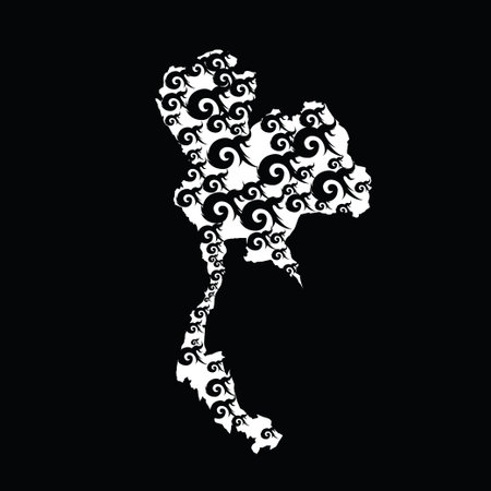 Thai alphabet Number nine arrange to shape of Thailand mapのイラスト素材