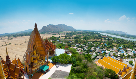 View of Thai Cave Temple in Kanjanaburi, Thailandの写真素材