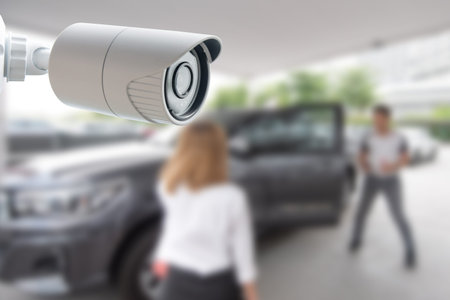 CCTV Security Camera protect your car concept.