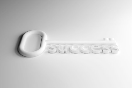 Success in business concept. Key to Success. 3D Rendering.