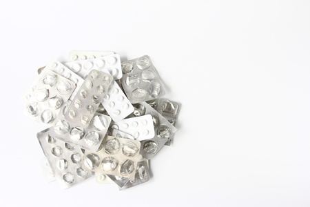 pile of empty blister packing of tabletsの写真素材