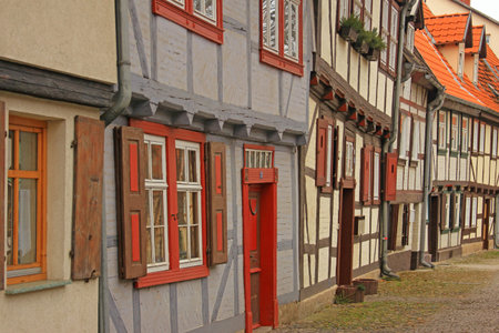 Half timbered houses in Quedlinburg, Saxony-Anhalt, Germanyのeditorial素材