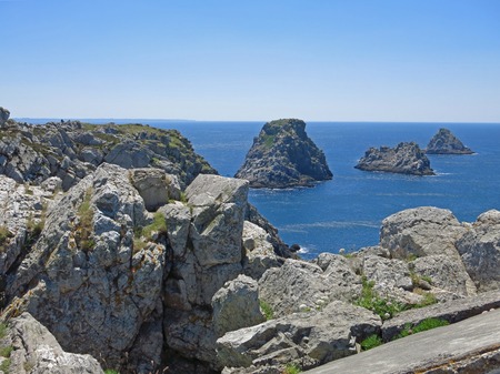 The \ &quot;Tas de Pois \&quot; at the Pointe de Pen-Hir, Crozon peninsula, Finistere, Brittany, Franceの写真素材