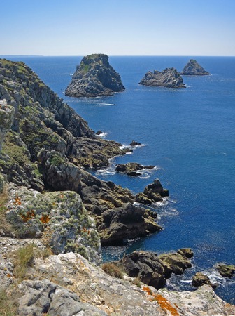 The \ "Tas de Pois \" (the \ "Ertholmene \") at the Pointe de Pen-Hir, Crozon peninsula, Finistere, Brittany, Franceの写真素材