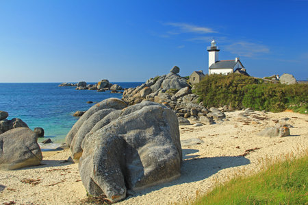 Lighthouse "Phare de Pontusval", Brittany, Franceの写真素材