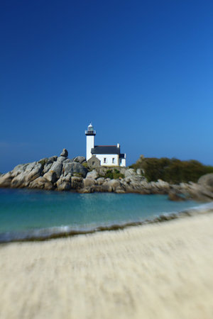Lighthouse of Pontusval, Brittany, France - Miniature effectの写真素材
