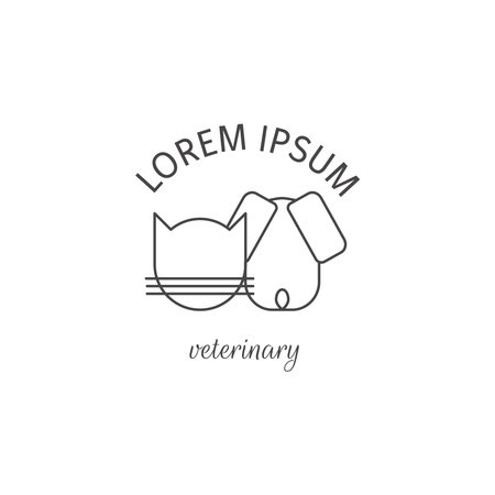 Logotype veterinary. Illustration icon with cat and dog. Vector logo for veterinary services.のイラスト素材
