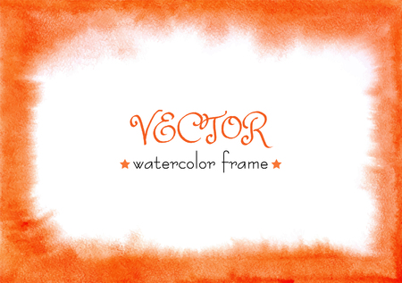 Red-orange watercolor delicate frame. Abstract background with blurred edges.のイラスト素材