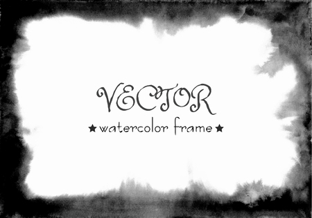 Black watercolor frame with soft edges. The classic colours, suitable for decorating Halloween invitation or calligraphic inscription lettering.のイラスト素材