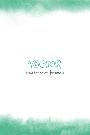 Blue watercolor vector frame with soft edges. On the topic of the sea, recreation, summer, sky.Delicate watercolor frame for design. Blue, green, turquoise, aquamarine, sea-green watercolour. Hand painted abstract watercolor texture. Watercolor wash.のイラスト素材