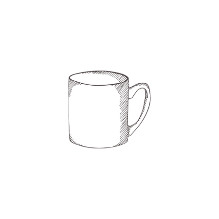 Vector sketch illustration cup. Hand drawn doodle style. Engraving effect.のイラスト素材