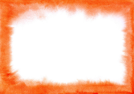 Red-orange watercolor delicate frame. Abstract watercolour background with blurred edges. This border you can decorate cards, postcards, invitation or site.の写真素材