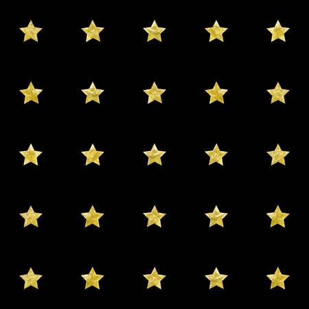 Pattern. Gold watercolor. Stars on a black background. Vector hand drawn image.のイラスト素材