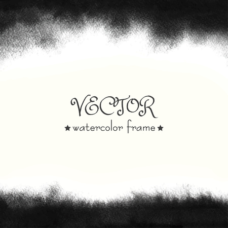 Black vector watercolor frame. Gray watercolour hand painted background. Water-color wash. Texture with blurred edges.のイラスト素材