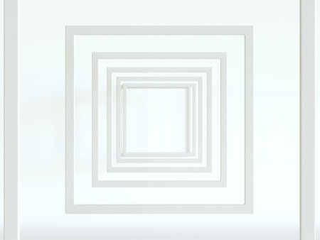 3d render. White frames on a white background. Simple abstract, minimal style