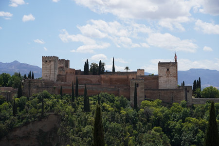 Generalife Palace and the fortress, Alhambra, Granada, Spainの写真素材