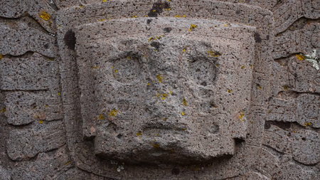 Tiwanaku Ruins of the ancient city of Tiwanaku in Bolivia and stone sculptures
