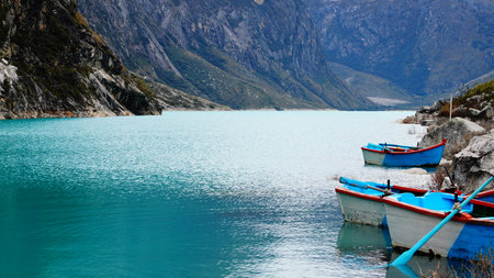 Lake Paron and the mountain in Peru.の写真素材