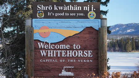 City of Whitehorse views in winter timeの写真素材