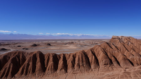 Landscape the moon valley, valle de la luna, in the Atacama desert, Chileの写真素材