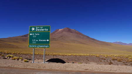 Road in Atacama desert direction to the border of Argentina in Chileの写真素材