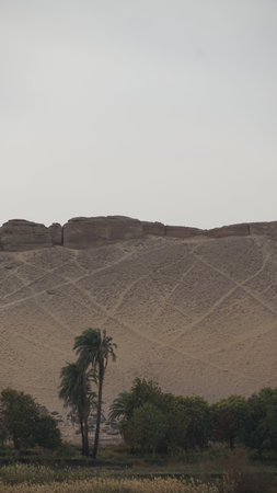 Panorama views of Nile on a cruise going to Luxor
