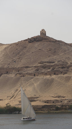 Panorama views of Nile on a cruise going to Luxor
