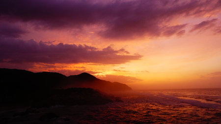 Sunset in Tayrona National Natural Park, Magdalena, Colombiaの写真素材