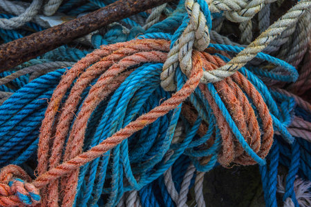 Abstract photo of fishing ropes.