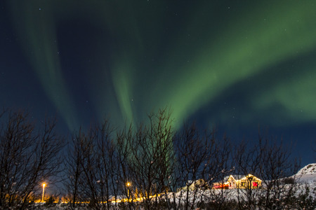 Photo of the northern lights (Aurora Borealis) taken on our travels to Icelandの写真素材