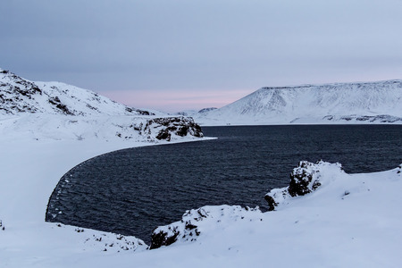 Photo of the Lake of Kleifarvatn, Reykjanes Peninsula, Iceland.の写真素材