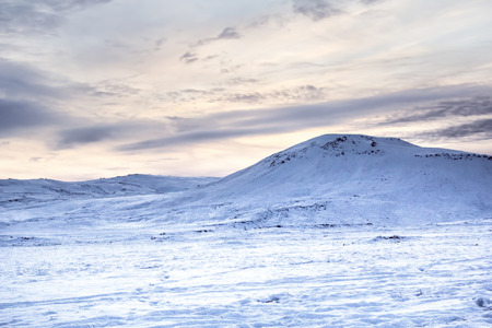 Photo of the landscape and mountains covered in snow at Reykjanes Peninsula, Iceland.Photo taken in Iceland in December 2014の写真素材