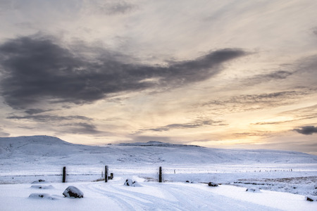 Photo of the landscape at Reykjanes Peninsula, Iceland at sunrise.の写真素材