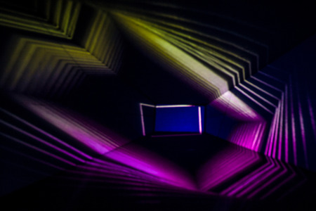 Abstract Light Painting Photography in pink and yellow.の写真素材