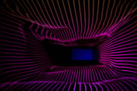 Abstract Light Painting Photography in purple and blue.の写真素材