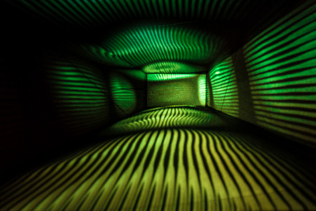 Abstract Light Painting Photography in green and yellow.の写真素材