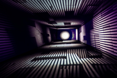 Abstract Light Painting Photography in Purple and White.の写真素材
