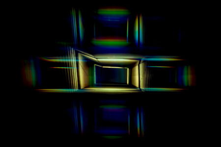 Abstract Light Painting Photography - Cross in rainbow colours.の写真素材