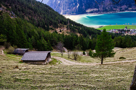 Small hut in the mountainsの写真素材