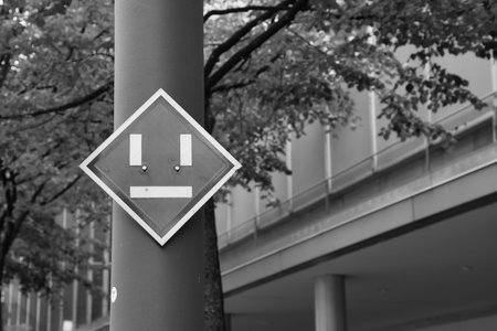 Traffic sign in smiley lookの写真素材