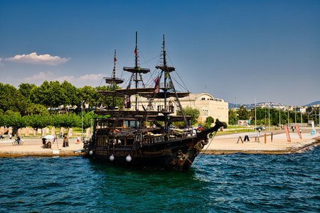 Pirate ship in the sea, Greeceの写真素材