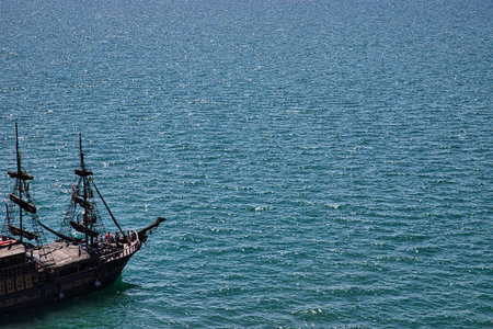 Pirate ship in the sea, Greeceの写真素材